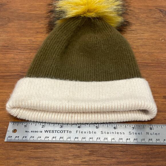 NORLA Canada Faux Fur Top‎ Pom Cuffed Knit Slouch Beanie Toque Hat Anthropologie - Picture 8 of 9